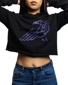 OG TBD Raven Women's Cropped Hoodie - Majestic Black / Pleasure Purple